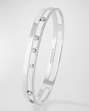 Move Romane 18k White Gold 5-Diamond & Pave Bangle