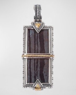 Men's 18K Gold/Silver Carved Ferrite Pendant