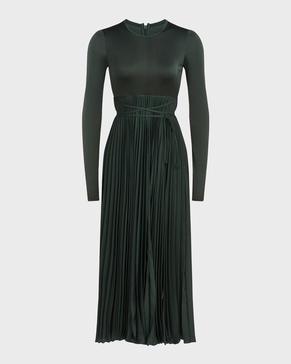 Doreen Pleated A-Line Jersey Midi Dress