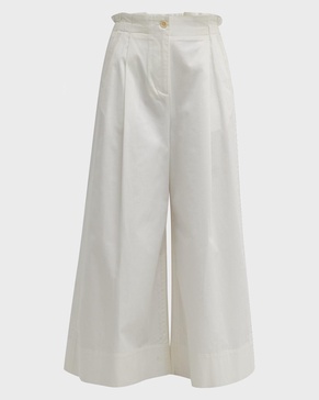 Sargent Embroidered Pleated Wide-Leg Pants