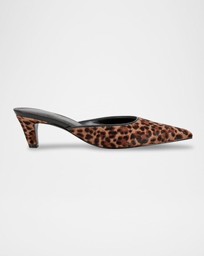 Leopard Kitten-Heel Mule Pumps