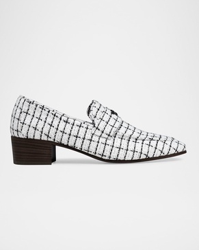 Flaneur Bicolor Tweed Heeled Loafers