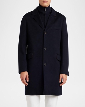 Men's Martingala Cashmere Overcoat with Inset Zip