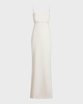 Stefania Sheer-Panel Column Gown