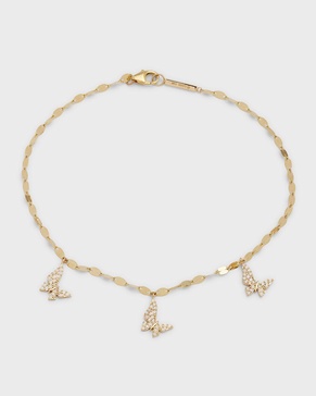 14K Mega Blake Flawless 3-Butterfly Anklet