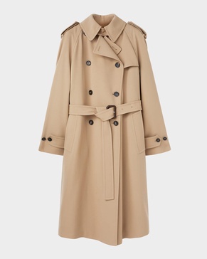 Clive Double-Breasted Belted Drill Wool Trench Coat