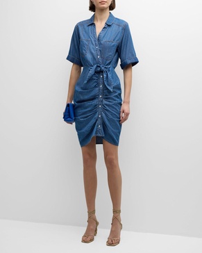 Hensley Ruched Chambray Dress