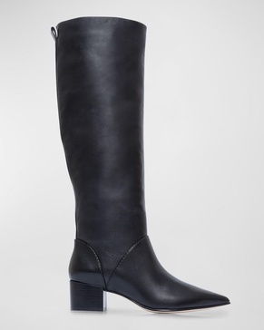 Milano Leather Point-Toe Knee Boots