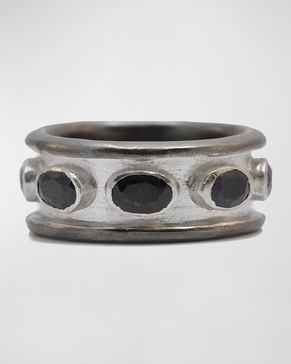 Men's Romero Blackened Silver/Sapphire Band Ring