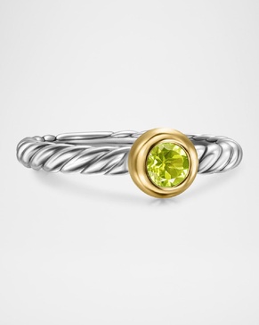 Cable Flex Ring with Gemstone in Silver and 14K Gold, 2.8mm