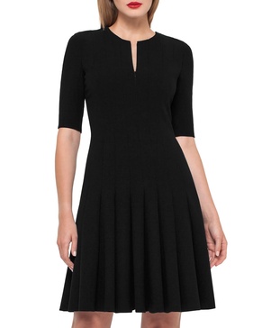 Elbow-Sleeve Zip-Front Dress