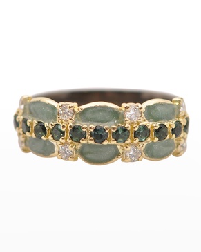 Old World Jade Enamel Scalloped Band