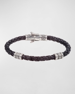 Sterling Silver Braided Leather Bracelet