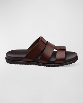 Men's Empoli Three-Strap Leather Slide Sandals