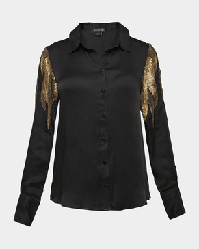 Collins Embellished Button-Front Blouse