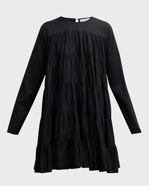 Soliman Tiered Long-Sleeve Mini Dress