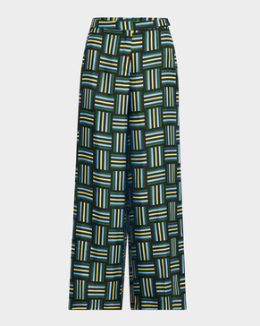 Graphic Drapes I Geometric-Print Twill Pants