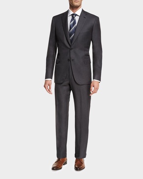 Essential Virgin Wool Two-Piece Suit, Gray