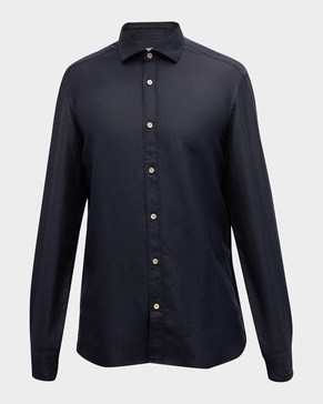 Men's Wool-Lyocell Solid Sport Shirt