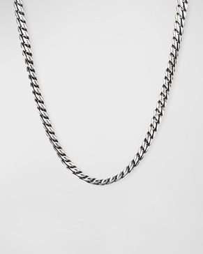 8mm Men's Curb Chain Necklace in Silver