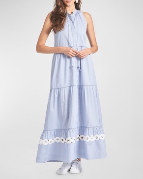 Positano Tiered Lace-Inset Maxi Dress