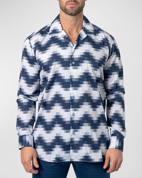 Men's Archimedes Wave-Print Sport Shirt