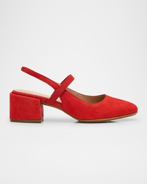 Zeny Suede Mary Jane Slingback Pumps