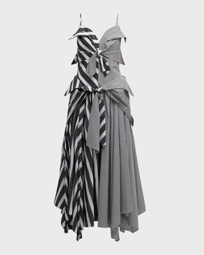 Striped Tie-Front Handkerchief Maxi Dress