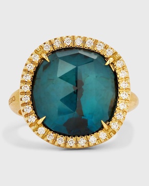 18K Yellow Gold Jaipur Sunset Ring in Blue Topaz, Size 7