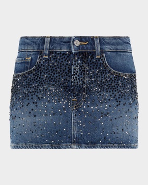 Elena Rhinestone Denim Mini Skirt