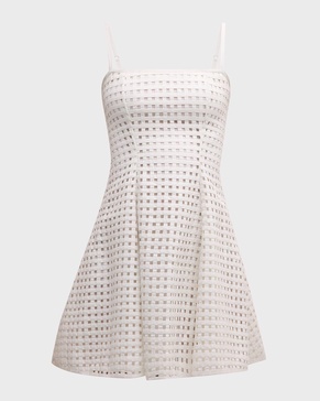 Sleeveless Lattice Linen Mini Dress