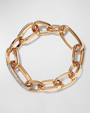 18K Rose Gold Iconica Slim Chain Bracelet with Diamond Link