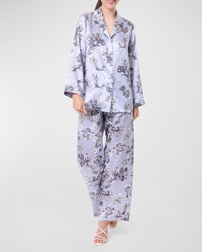 Toile Jardin Floral-Print Charmeuse Pajama Set