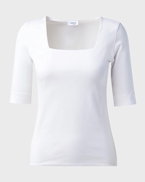 Cotton 1/2-Sleeve Square-Neck Tee