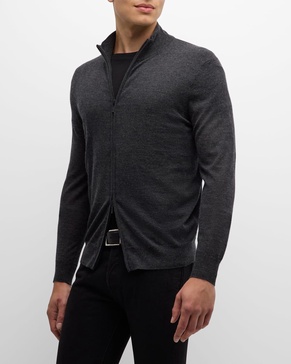 Men's Cashmere-Silk Full-Zip Sweater