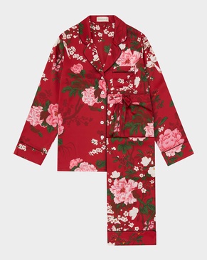 Lila Floral-Print Silk Pajama Set