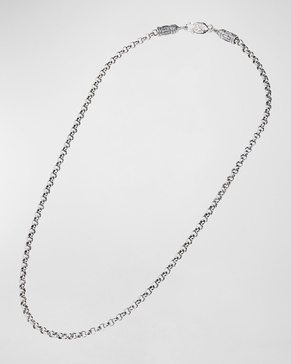 Men's Sterling Silver Cable Chain Necklace, 18"L