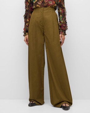 Lani Wide-Leg Cotton Twill Pants