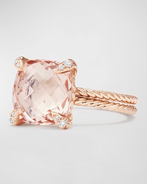 Chatelaine 11mm Rose Gold  Ring with Morganite & Diamonds