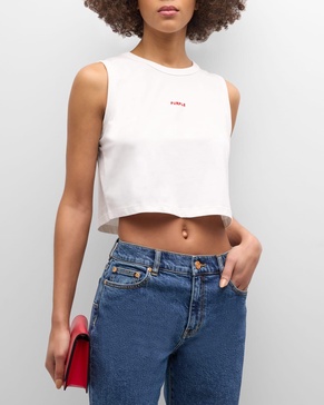 Logo Cropped Jersey Muscle Tee