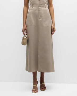 Tessa Slit A-Line Midi Skirt