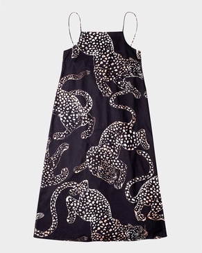 Jag-Print Square-Neckline Cotton Slip Nightie