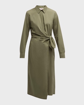 McAllister Tie-Waist Cotton Midi Shirtdress