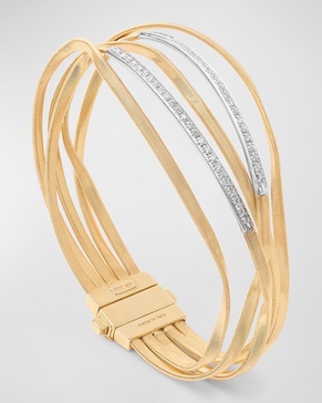 18K Yellow Gold Marrakech 5 Strand Coil Bangle with Diamonds