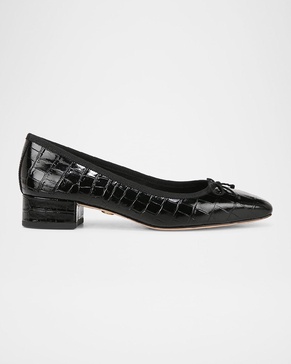 Cecile Croco Bow Low Pumps