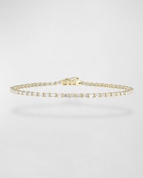 14K Gold Baguette Diamond Tennis Bracelet, 1.2tcw