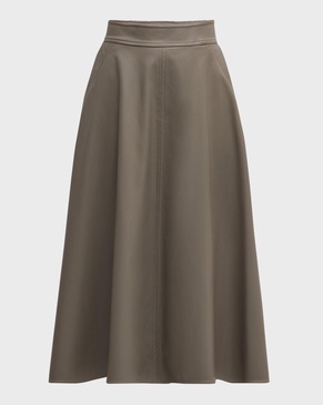 Lepanto A-Line Faux Leather Midi Skirt