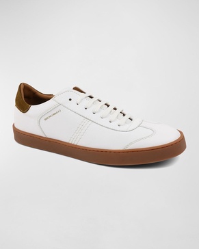 Men's Bono Calf Leather Low-Top Sneakers, White