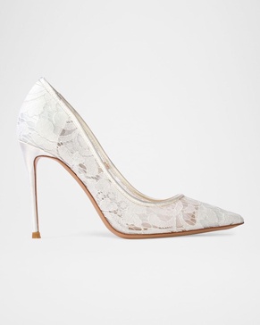 Lace Satin Stiletto Pumps