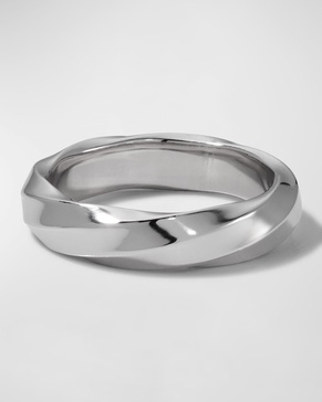 Men's Cable Edge Band Ring in Silver, 6mm